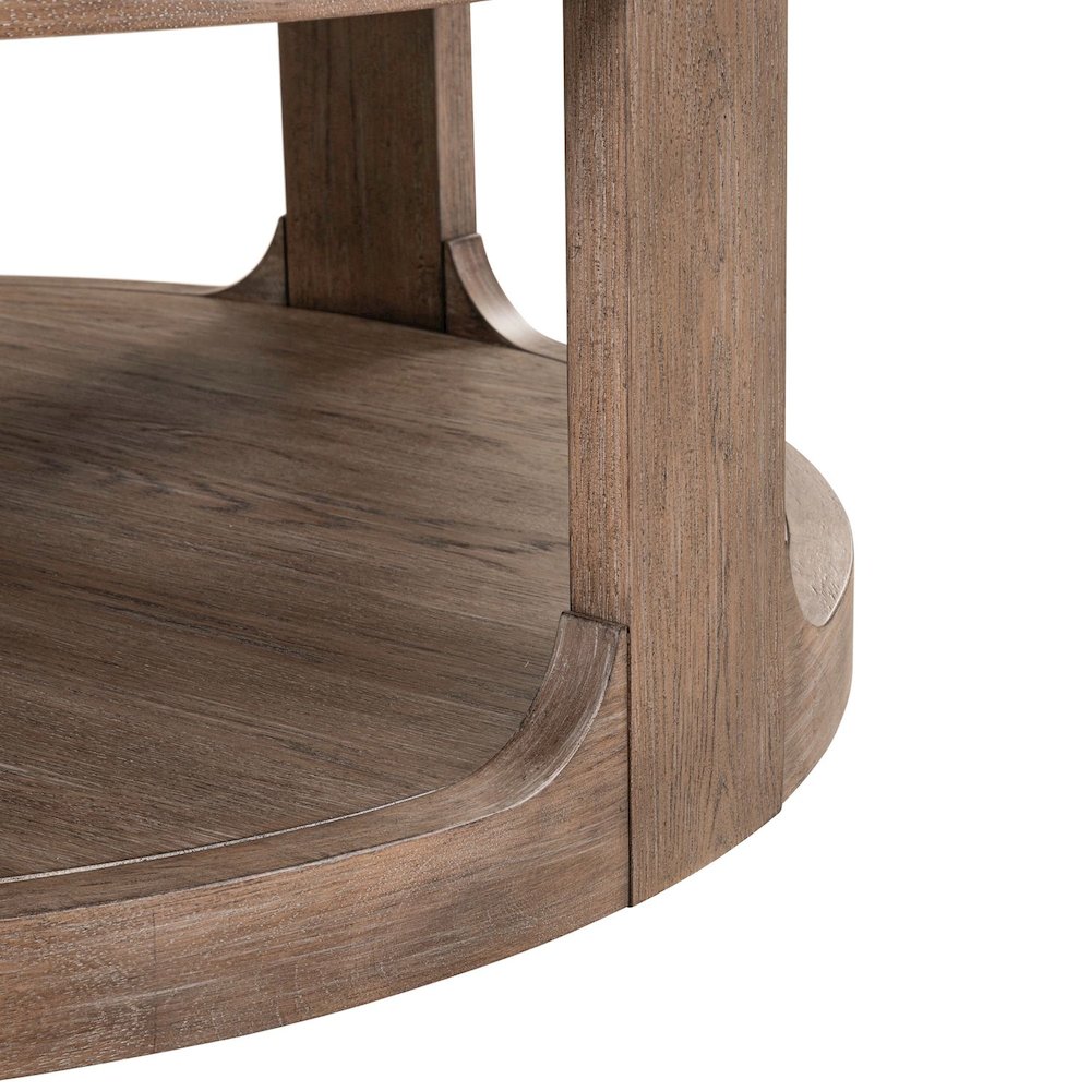 3 Pc Living Room Set Round Cocktail Table, 2 Drawer End Tables - Clay Oak Wood