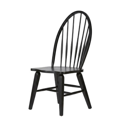 Rubberwood Windsor Back Solid Wood Dining Chair, Brown, Set of 2