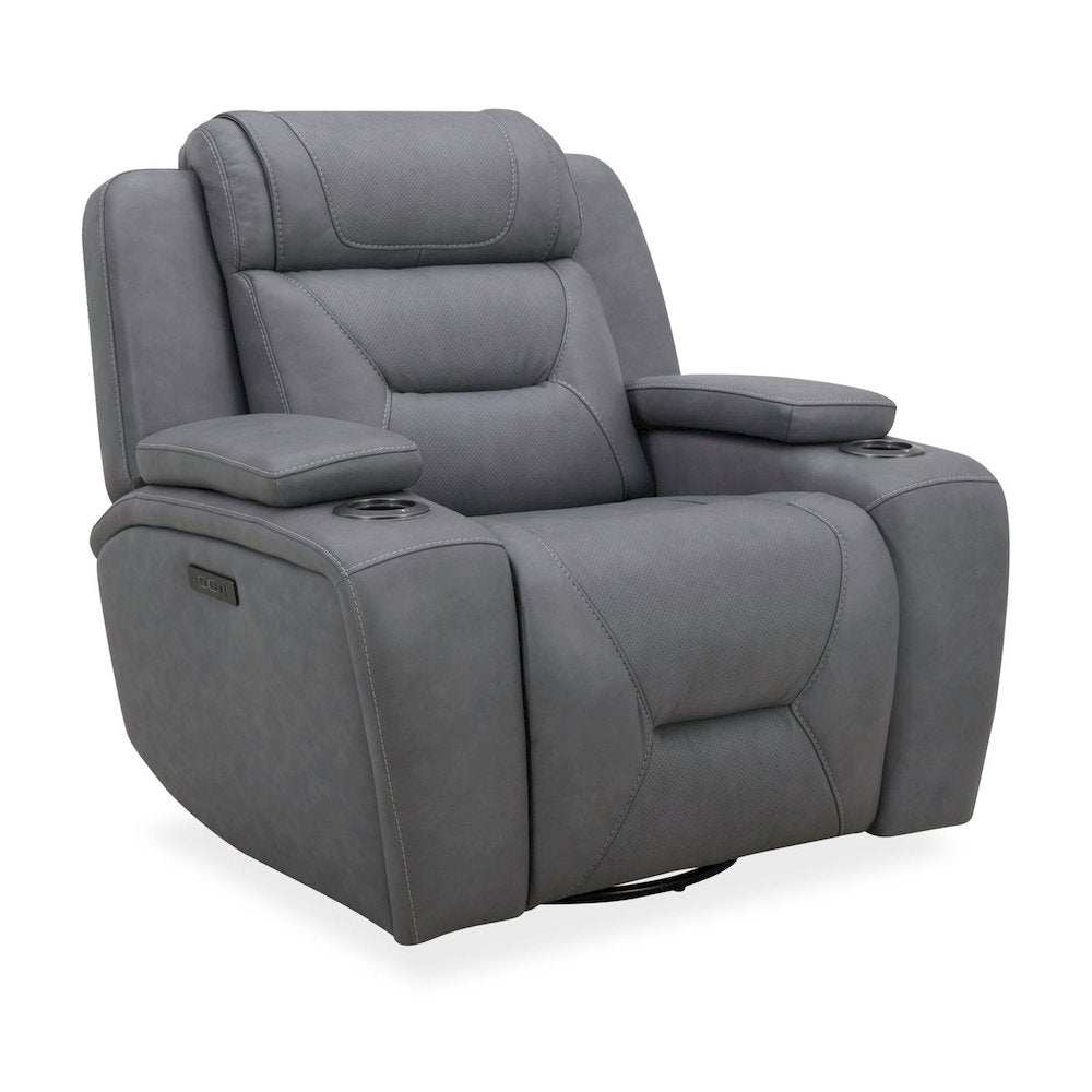 Power Recline Sofa & Recliner with Charging Ports - Aline Blue Gray Leather