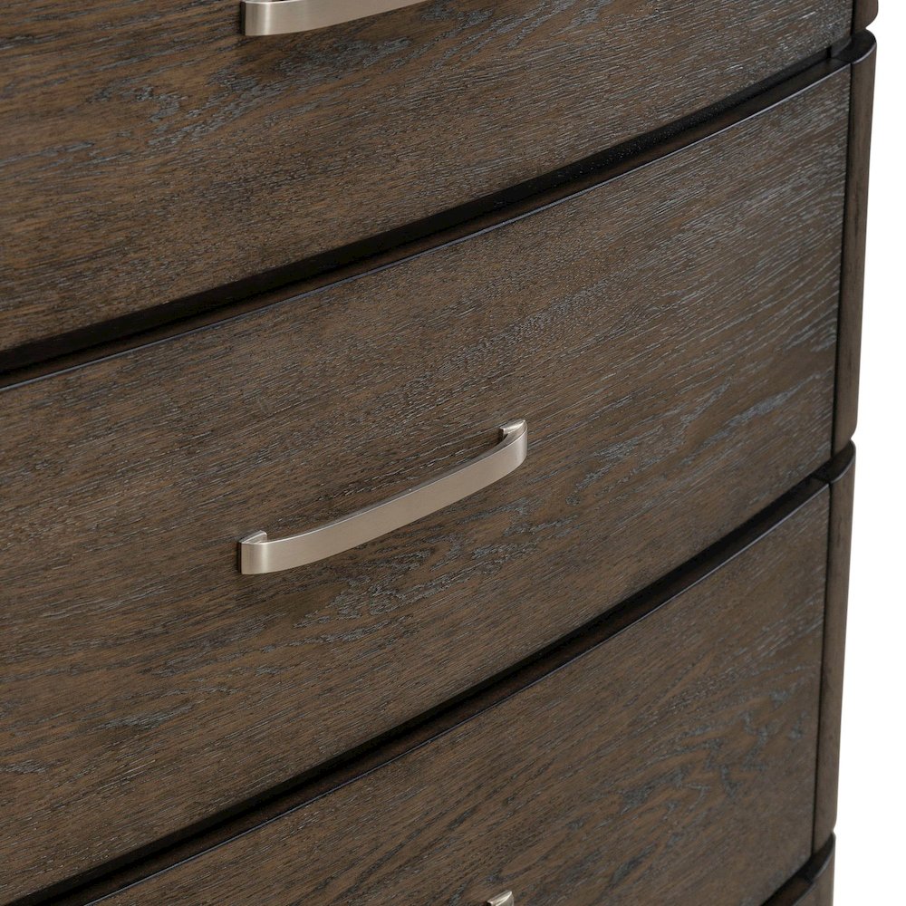 King Panel Bed with LED Touch Light, Dresser & Mirror, Chest  - Satin Espresso