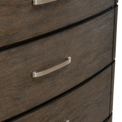 King Panel Bed with LED Touch Light, Dresser & Mirror, Chest  - Satin Espresso