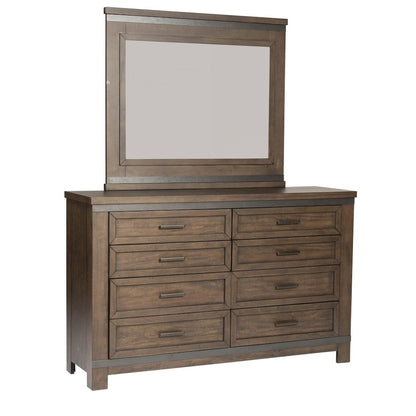 King Panel Bed, Dresser & Mirror, Chest, Night Stand - Rock Beaten Brown