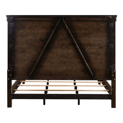 Queen Panel Bed, Dresser & Mirror, Chest, Night Stand Bedroom Set - Amber Brown