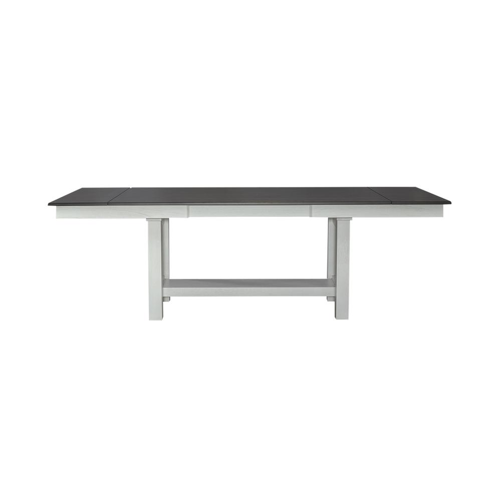 Brook Bay Trestle Table Set - Textured White w/ Carbon Gray Tops in White