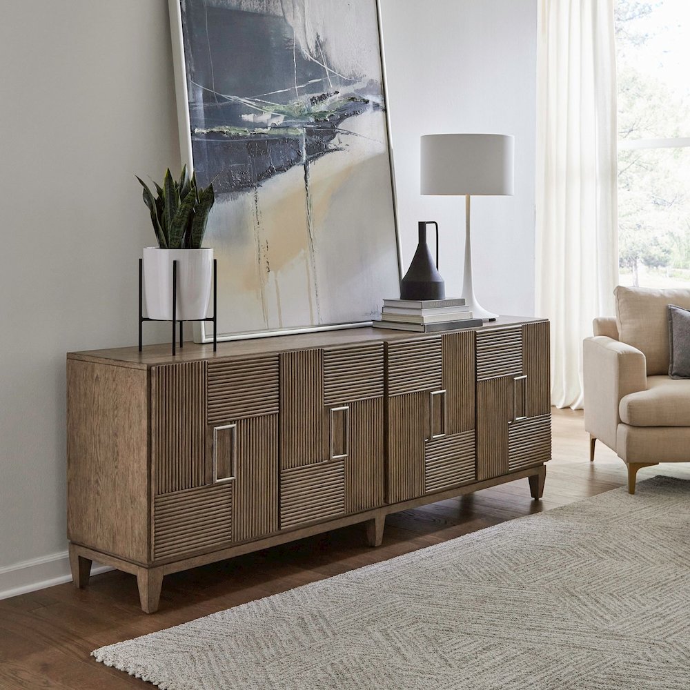 Serenity 82 Inch Accent TV Console for Living Room  - Burnished Beige