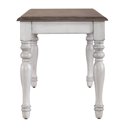 Ocean Isle Bench (RTA) in Antique White w/ Weathered Pine