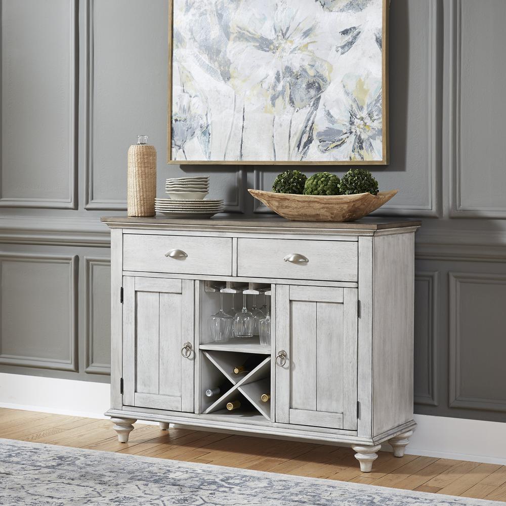 Ocean Isle Buffet in Antique White w/ Weathered Pine