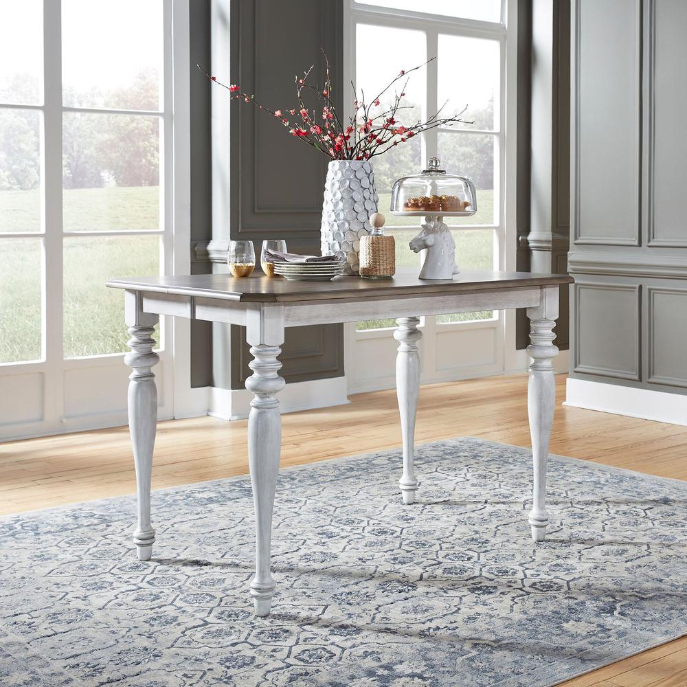 Ocean Isle Gathering Table in Antique White w/ Weathered Pine