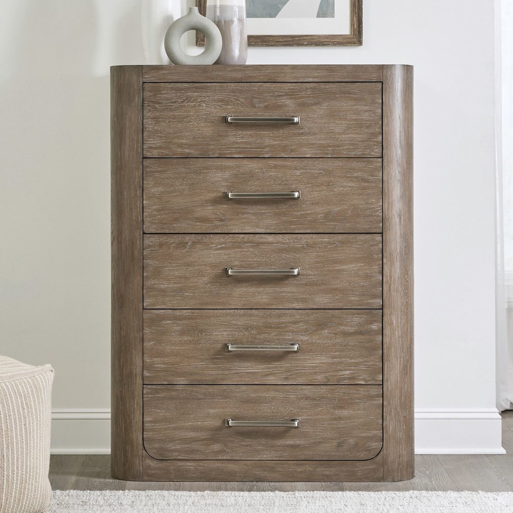 California King Shelter Bed, Dresser & Mirror, Chest Set - Burnished Clay