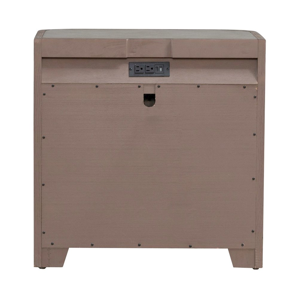 Bedroom Nightstand with AC USB Charging Station Station  - Burnished Clay Wood