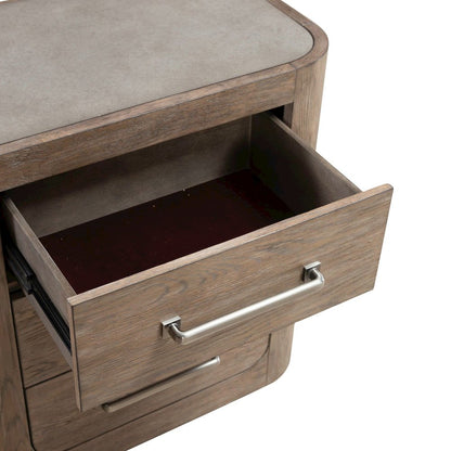 Bedroom Nightstand with AC USB Charging Station Station  - Burnished Clay Wood