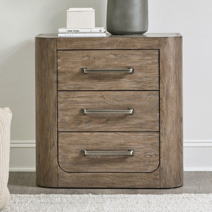 Bedroom Nightstand with AC USB Charging Station Station  - Burnished Clay Wood