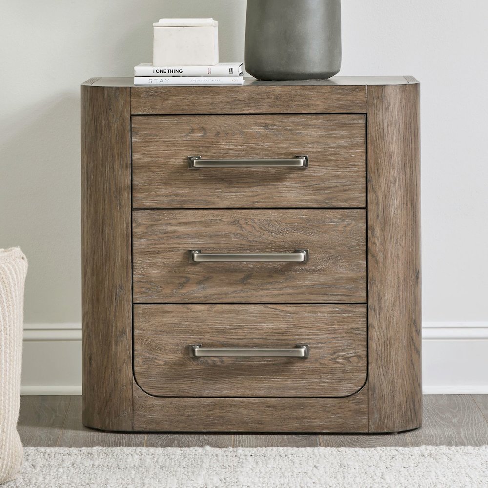 Bedroom Nightstand with AC USB Charging Station Station  - Burnished Clay Wood