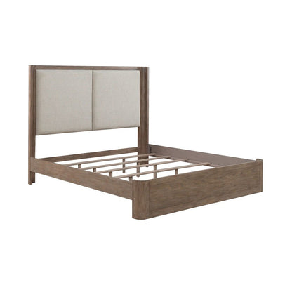 California King Upholstered Shelter Bed Contemporary  - Burnished Clay