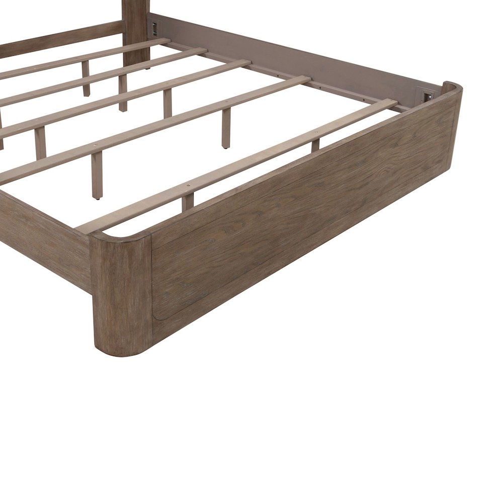 California King Upholstered Shelter Bed Contemporary  - Burnished Clay