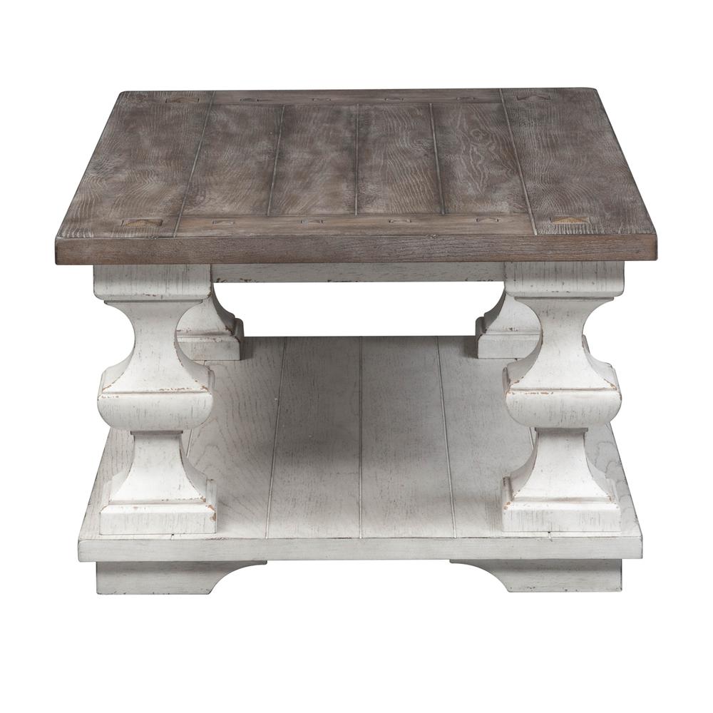 Sedona Cocktail Table in Heavy Distressed White w/ Gravel Top