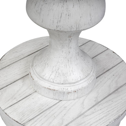 Sedona Round End Table in Heavy Distressed White w/ Gravel Top