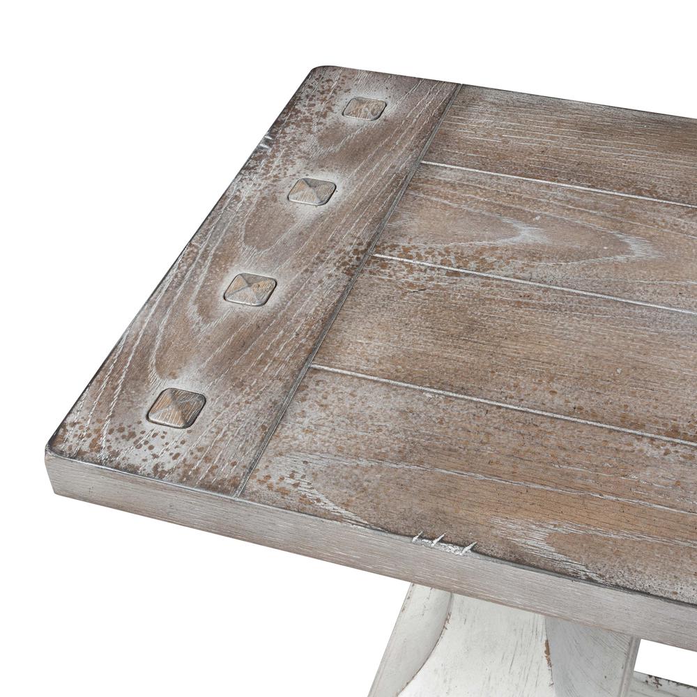 Sedona Sofa Table in Heavy Distressed White w/ Gravel Top