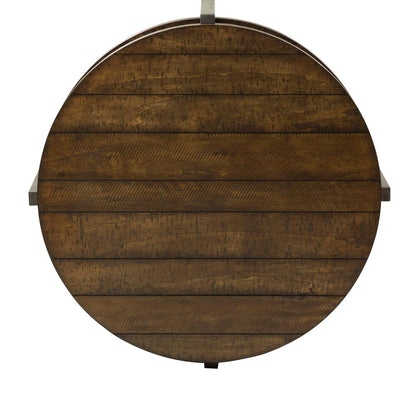 Breckinridge Round Cocktail Table in Mahogany Spice w/ Pewter Metal