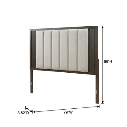 Upholstered Caffe Headboard with Modern Panel Design and Mounting Hardware