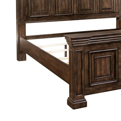Big Valley King California Panel Bed in Brownstone w/ Heavy Distressing
