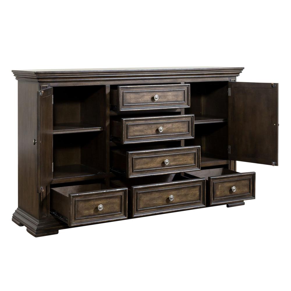 Big Valley Dresser & Mirror in Brownstone w/ Heavy Distressing