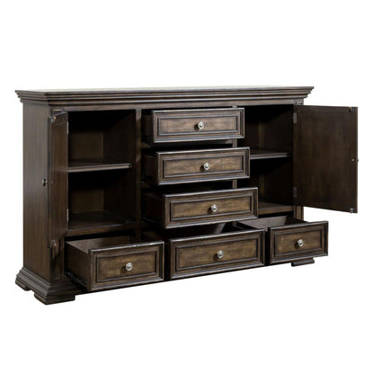 Big Valley Dresser & Mirror in Brownstone w/ Heavy Distressing
