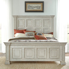 Big Valley King California Panel Bed in Whitestone w/ Heavy Distressing