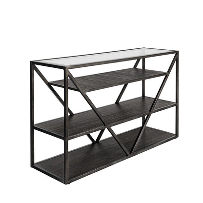 Arista Sofa Table in Cobblestone Brown w/ Gray Dusty Wax Hang-up
