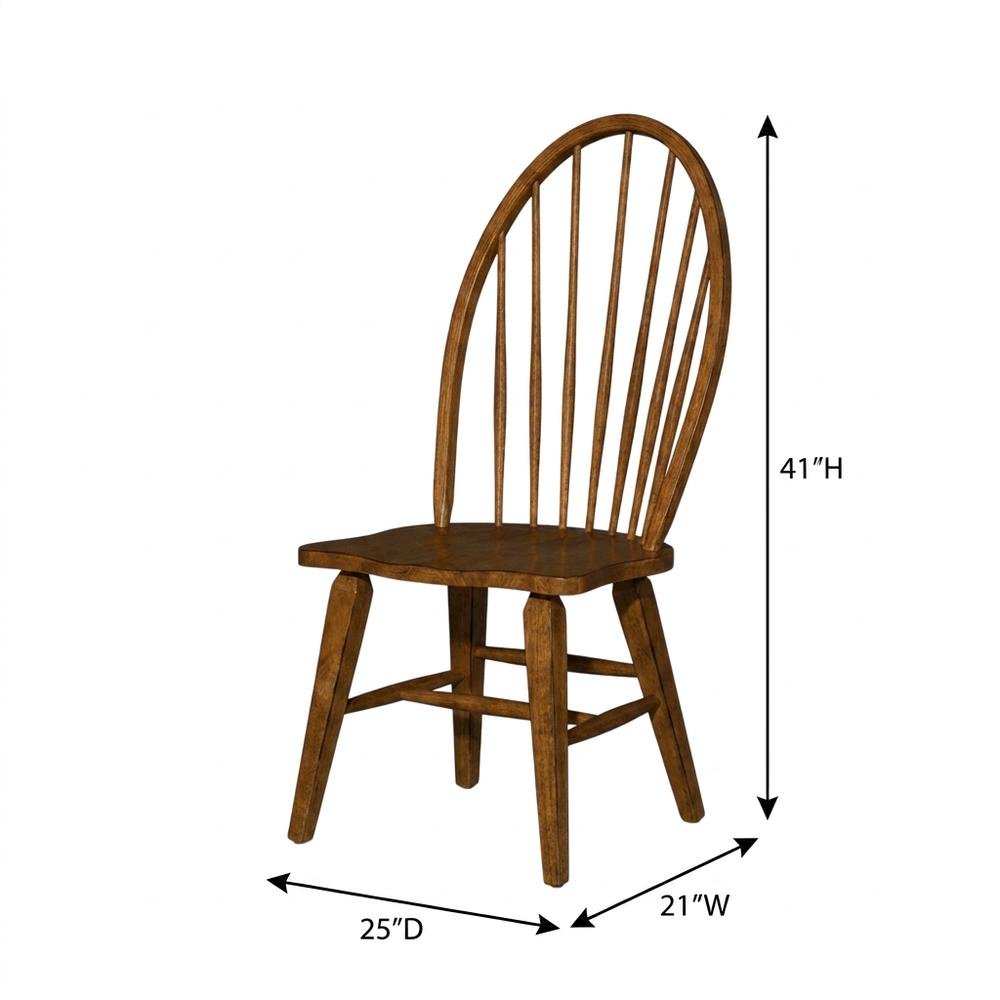Solid Wood Windsor Back Spindle Dining Chair for Farmhouse Kitchen, Brown