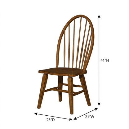 Solid Wood Windsor Back Spindle Dining Chair for Farmhouse Kitchen, Brown
