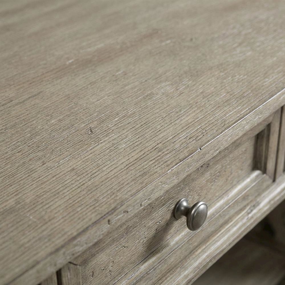 Heathered Taupe Office Desk With Rubberwood And White Oak Veneers