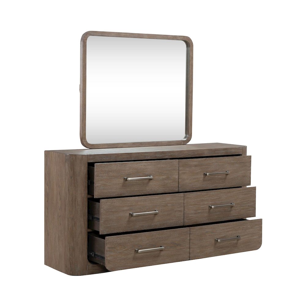 California King Shelter Bed, Dresser & Mirror, Night Stand Set - Burnished Clay
