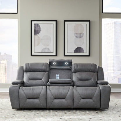 Power Recline Sofa & Recliner with Charging Ports - Aline Blue Gray Leather