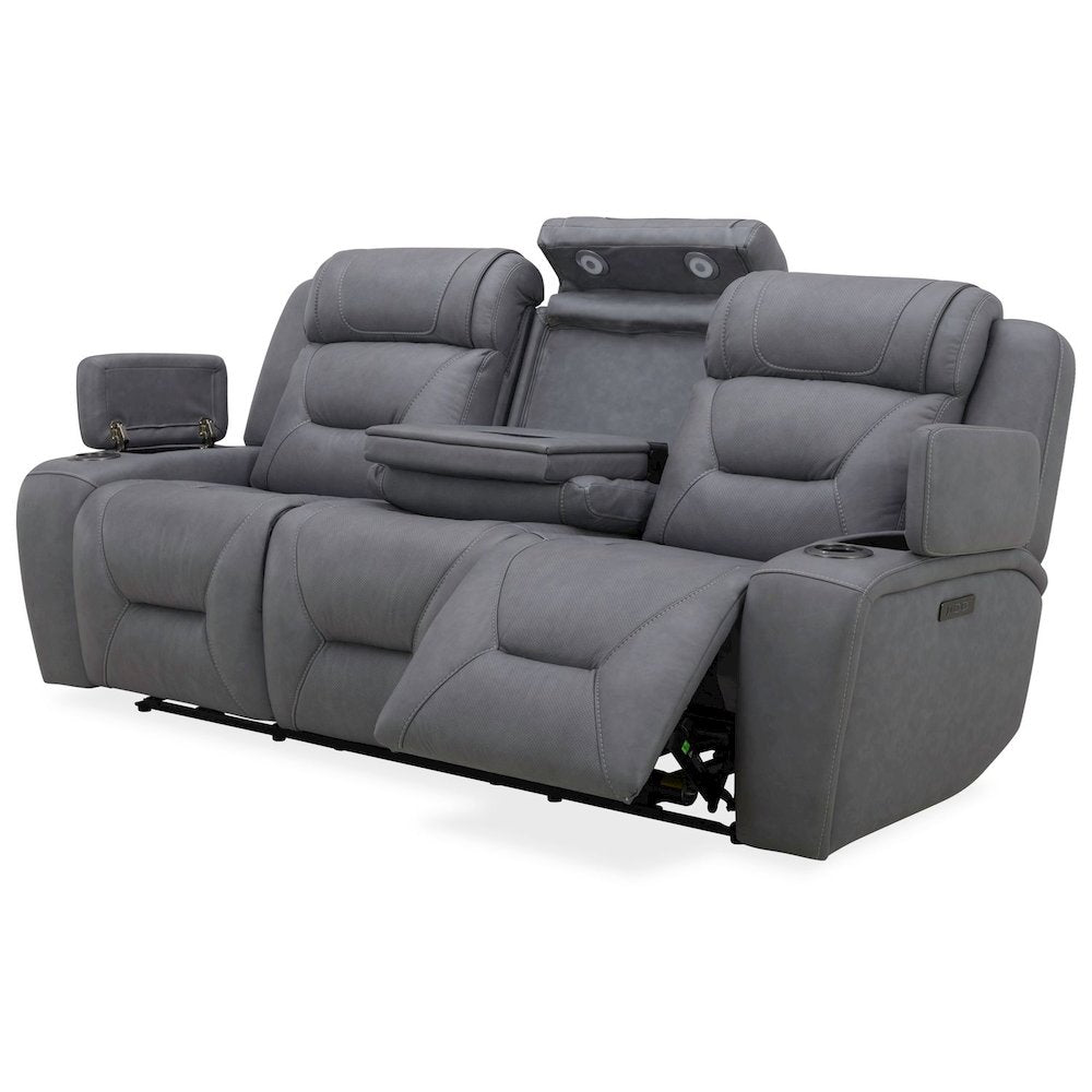 Power Recline Sofa & Recliner with Charging Ports - Aline Blue Gray Leather