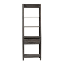 Modern Farmhouse Leaning Bookcase in Dusty Charcoal w/ Heavy Distressing