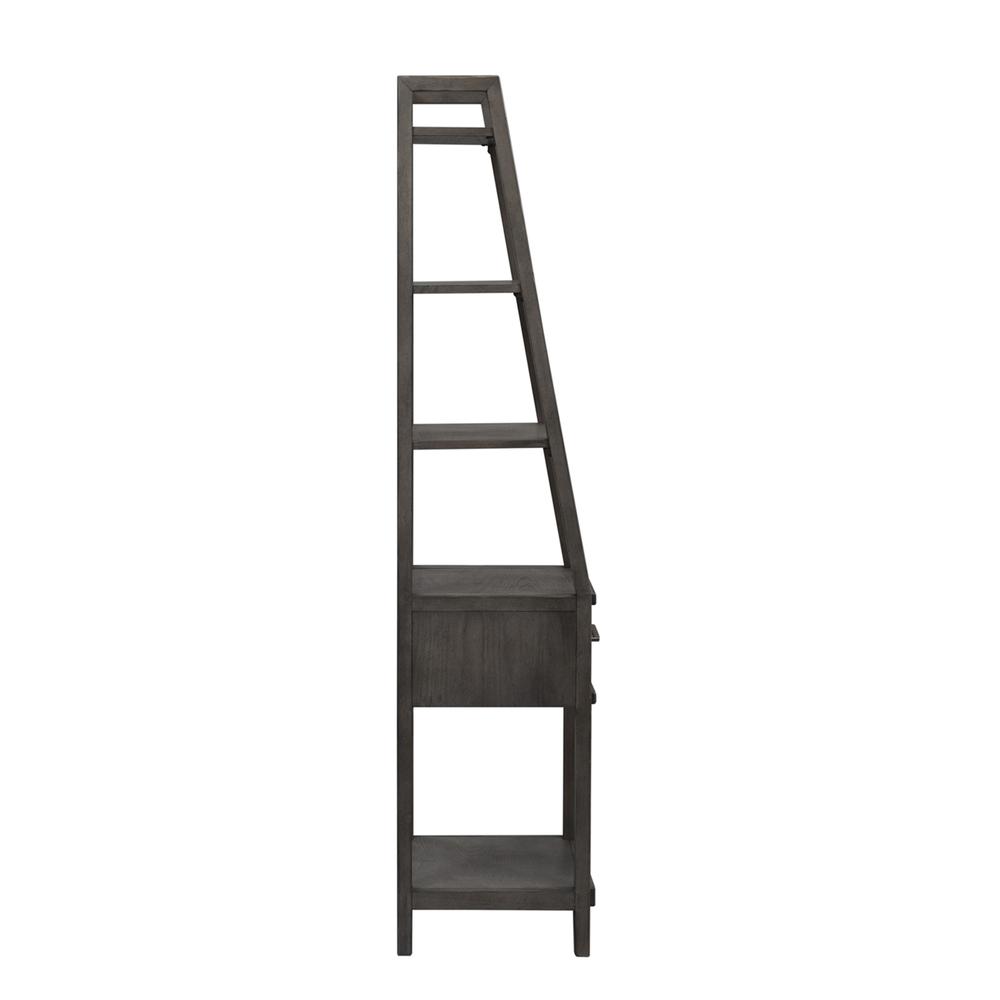 Modern Farmhouse Leaning Bookcase in Dusty Charcoal w/ Heavy Distressing