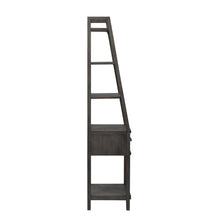 Modern Farmhouse Leaning Bookcase in Dusty Charcoal w/ Heavy Distressing