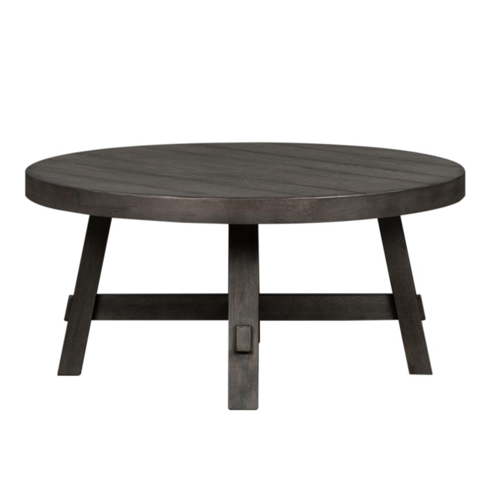 Splay Leg Round Cocktail Table Dusty Charcoal w/ Heavy Distressing