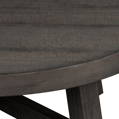 Splay Leg Round Cocktail Table Dusty Charcoal w/ Heavy Distressing