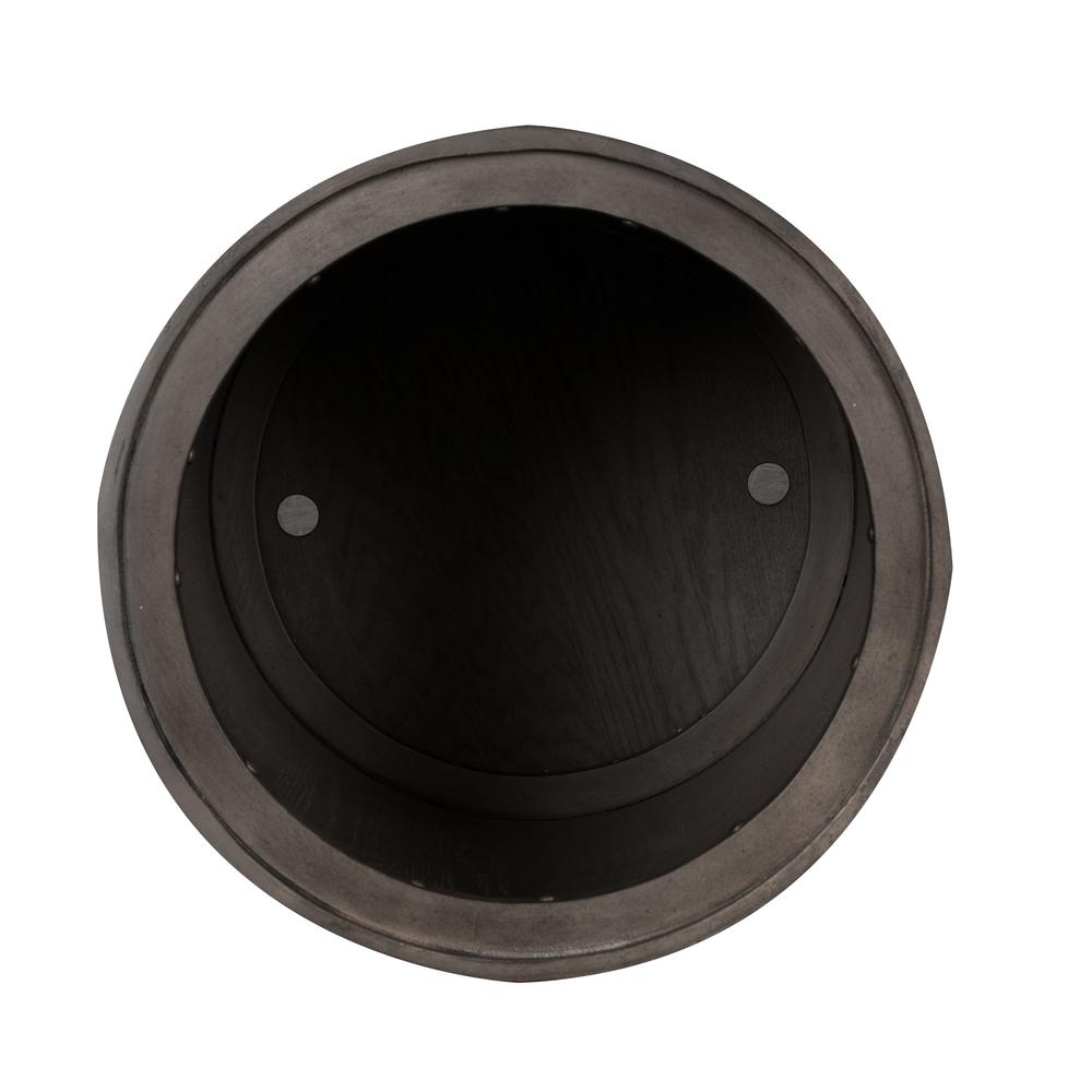 Modern Farmhouse Drum End Table in Dusty Charcoal w/ Heavy Distressing
