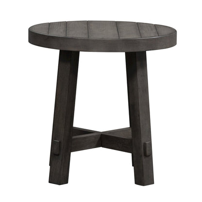 3 Piece Living Room Set - Cocktail table, 2 End Tables - Charcoal Oak Wood