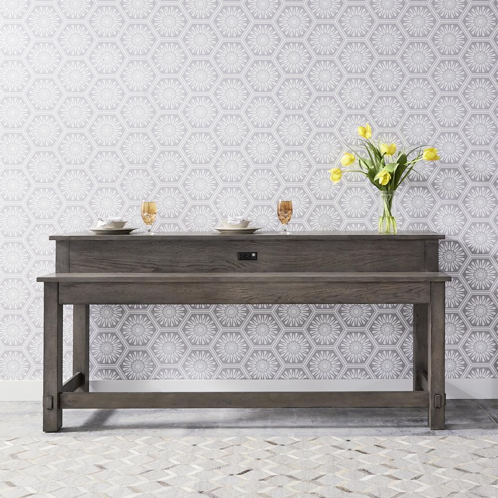 Modern Farmhouse Console Bar Table in Dusty Charcoal w/ Heavy Distressing