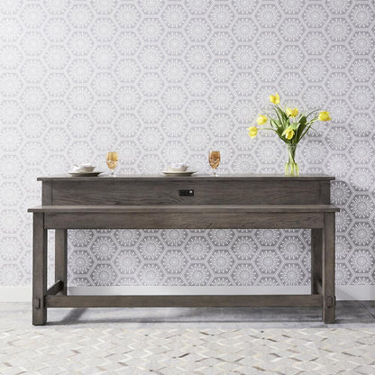 Modern Farmhouse Console Bar Table in Dusty Charcoal w/ Heavy Distressing