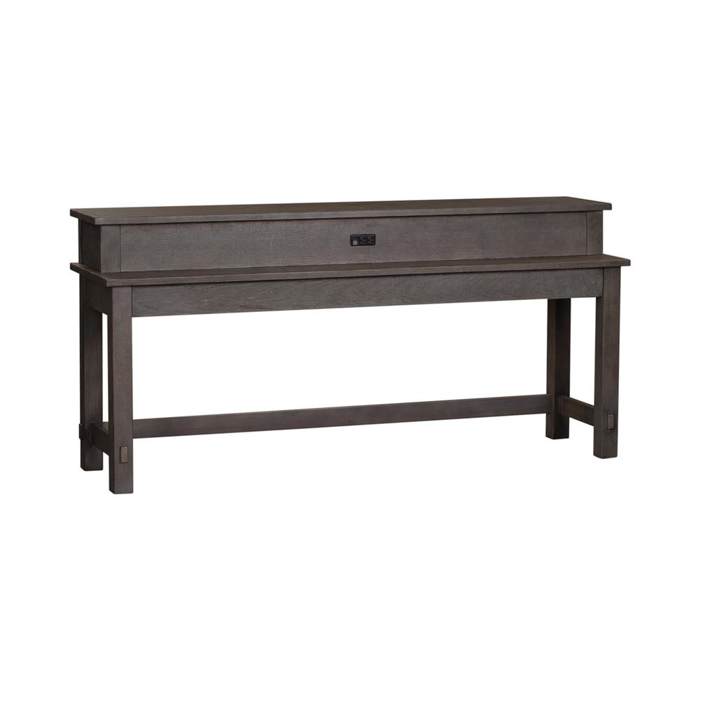 Modern Farmhouse Console Bar Table in Dusty Charcoal w/ Heavy Distressing