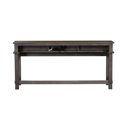 Modern Farmhouse Console Bar Table in Dusty Charcoal w/ Heavy Distressing