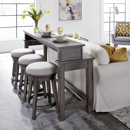 Modern Farmhouse Console Bar Table in Dusty Charcoal w/ Heavy Distressing