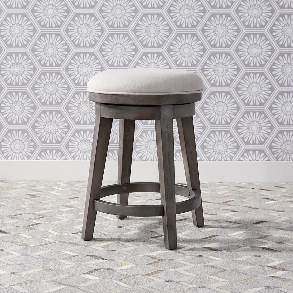Modern Farmhouse Console Swivel Stool in Dusty Charcoal w/ Heavy Distressing