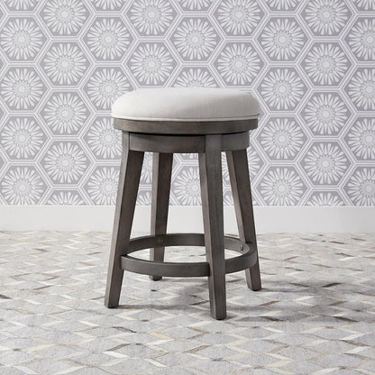 Modern Farmhouse Console Swivel Stool in Dusty Charcoal w/ Heavy Distressing