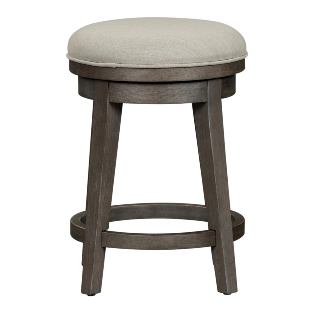 Modern Farmhouse Console Swivel Stool in Dusty Charcoal w/ Heavy Distressing